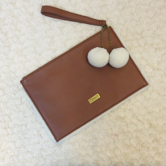 Carlos Santana Handbags - LIKE NEW! Carlos*Faux leather Wristlet w/ Pom Poms